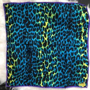Henri Bendel New York Blue Leopard Silk Scarf